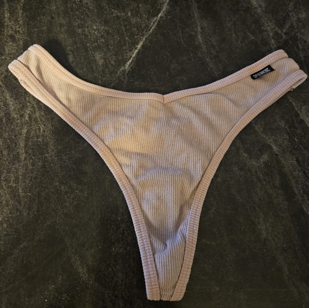 VintageVictoria Secret Pink Ribbed Thong